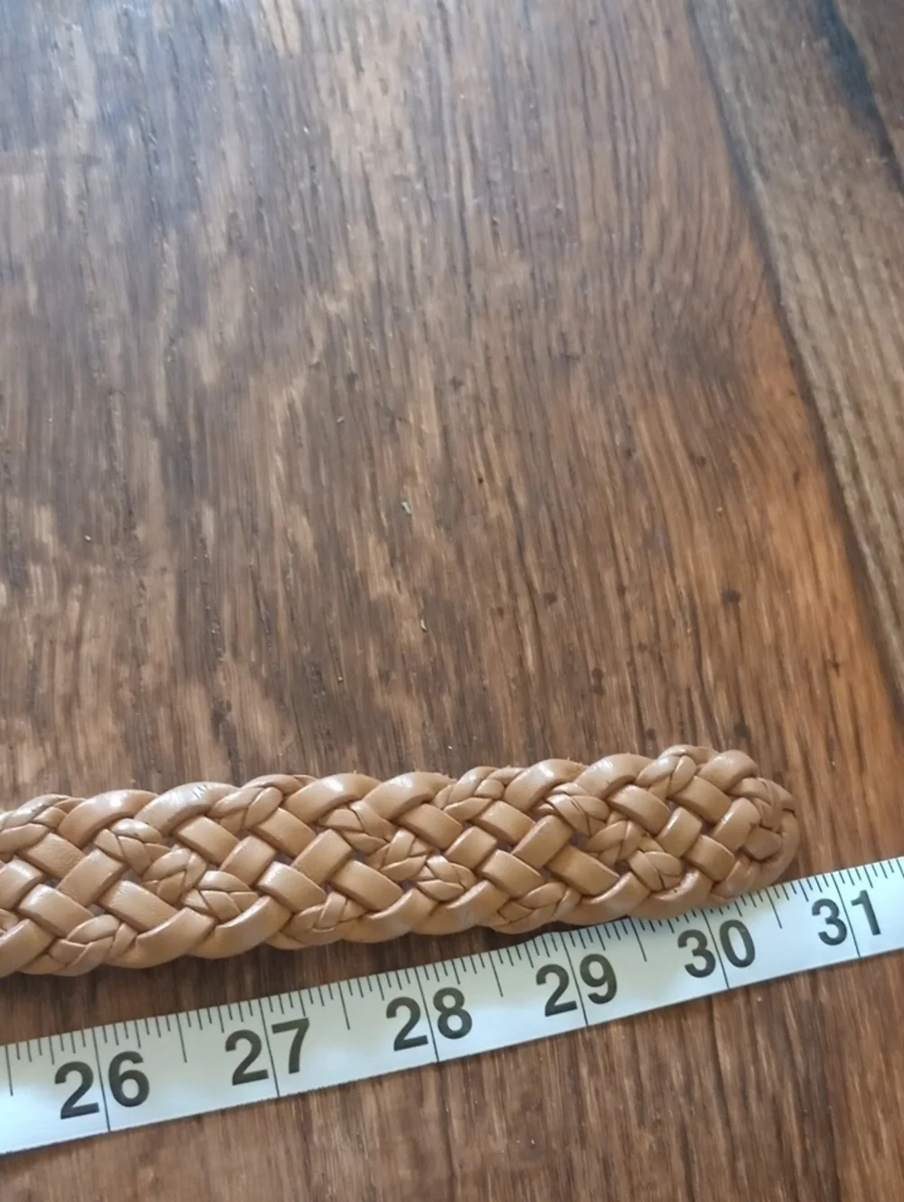 Women's Woven Tan Talbots Leather Belt with Gold-Tone Buckle Preowned